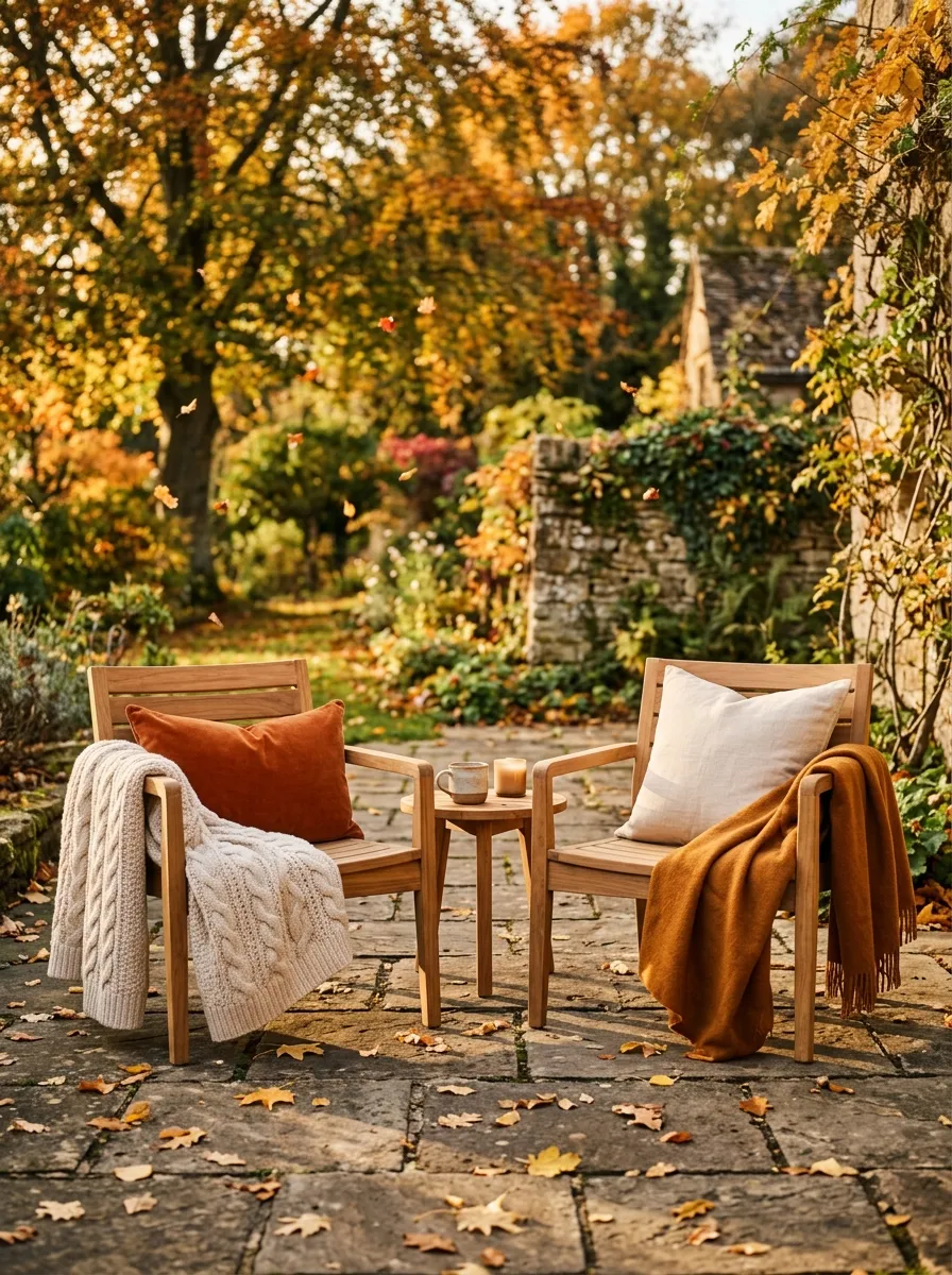 Style Outdoor Chairs With One Blanket and One Pillow