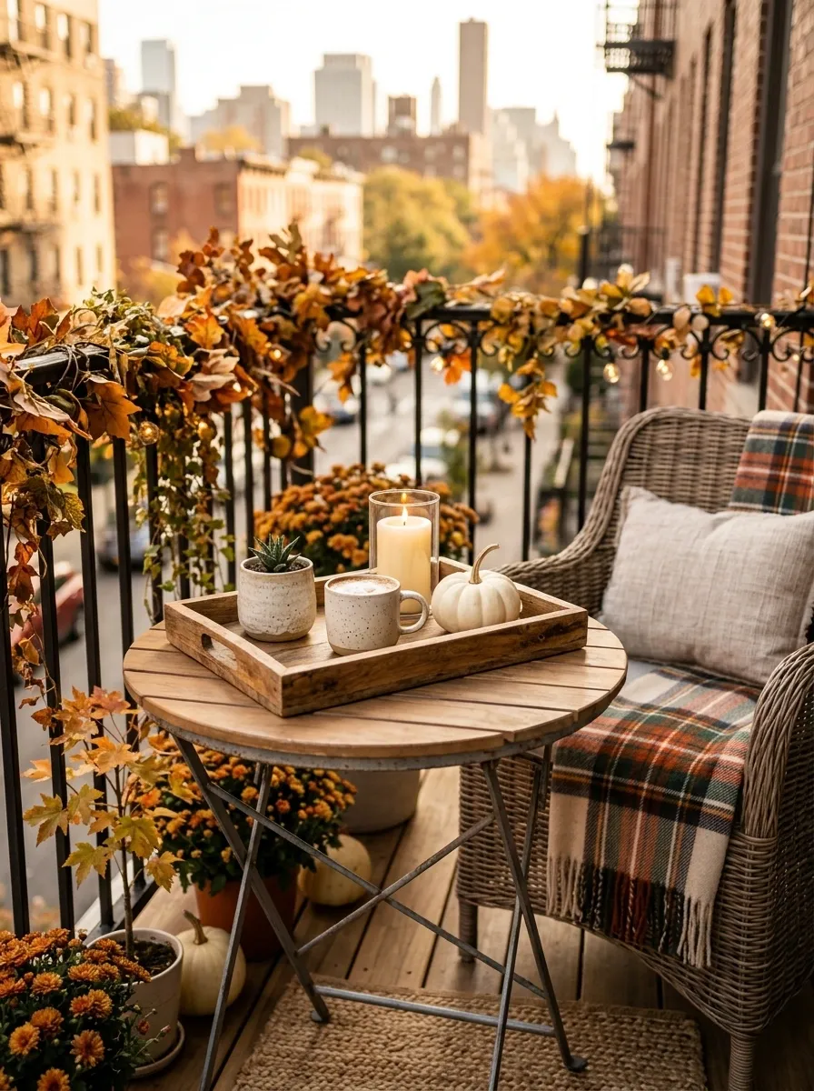 Style the Balcony Table With a Simple Fall Tray