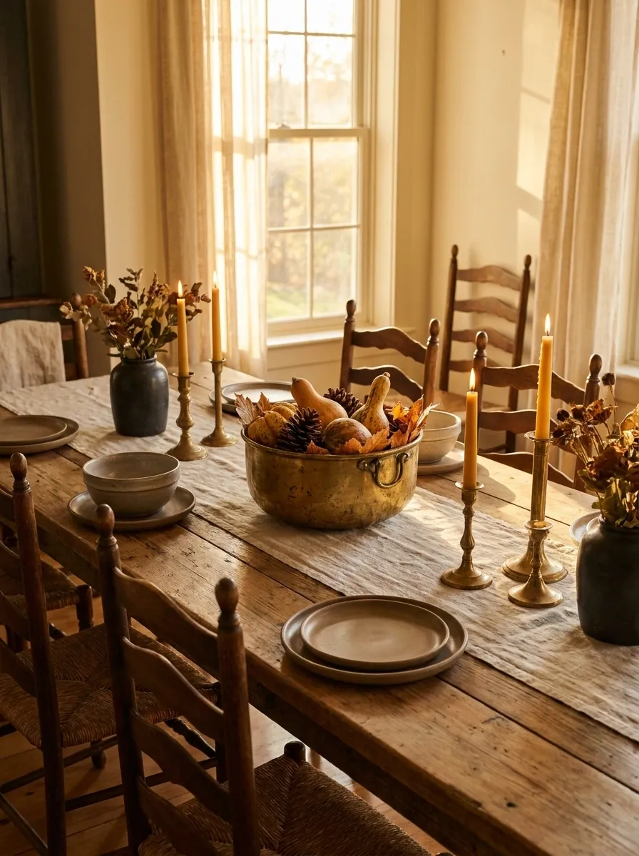 Style the Dining Table With Aged Brass Instead of Shiny Metal