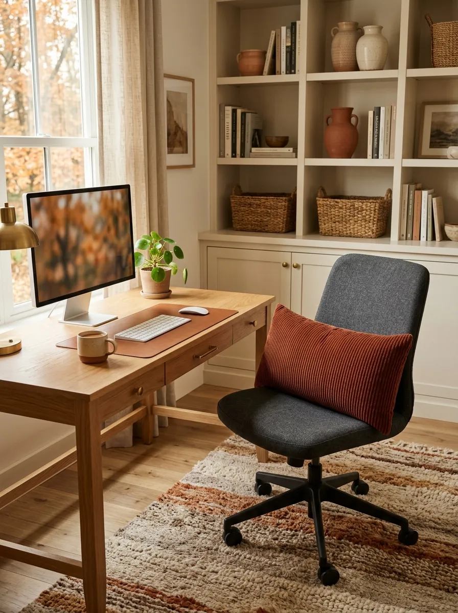 Support your lower back with a textured woven lumbar pillow