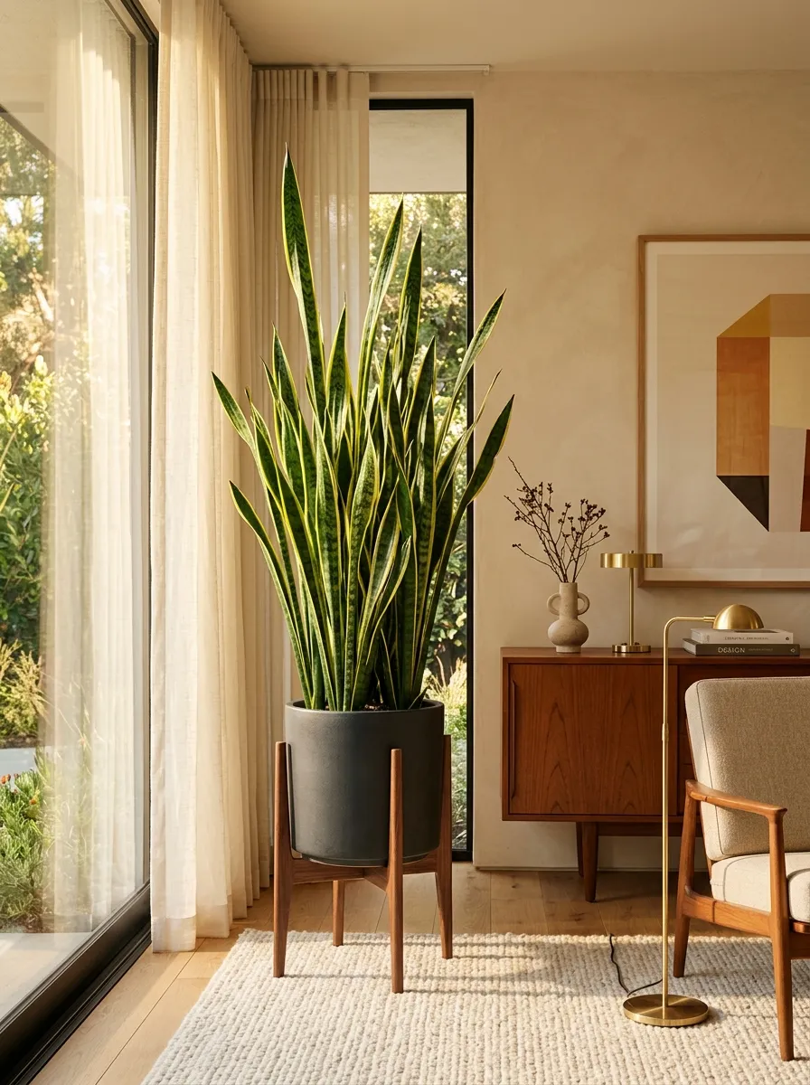 Swap Clutter for One Massive Snake Plant