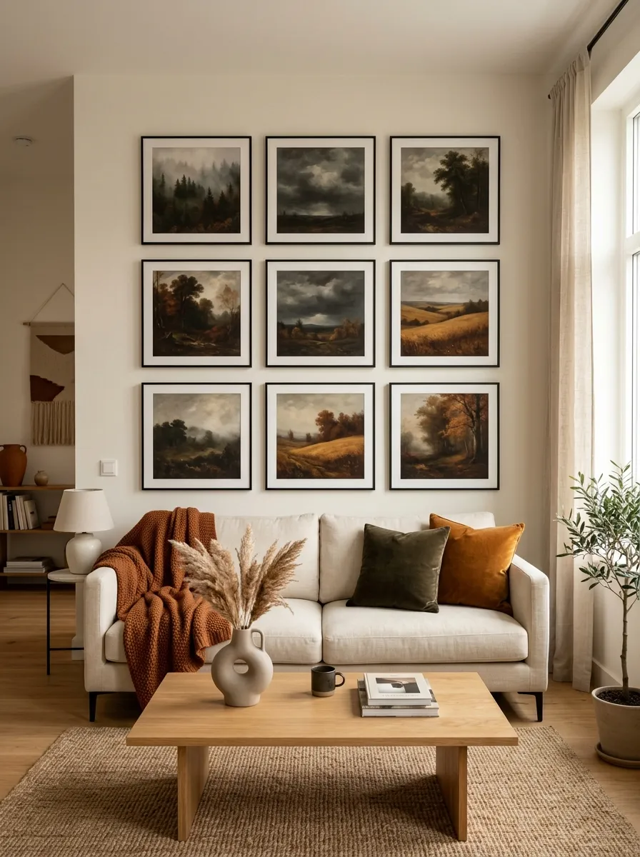 Swap Out Artwork Prints for Muted Autumn Landscapes