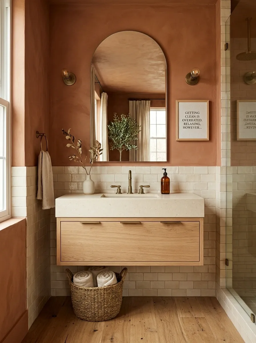 Terracotta Bathroom With Warm European Comedy