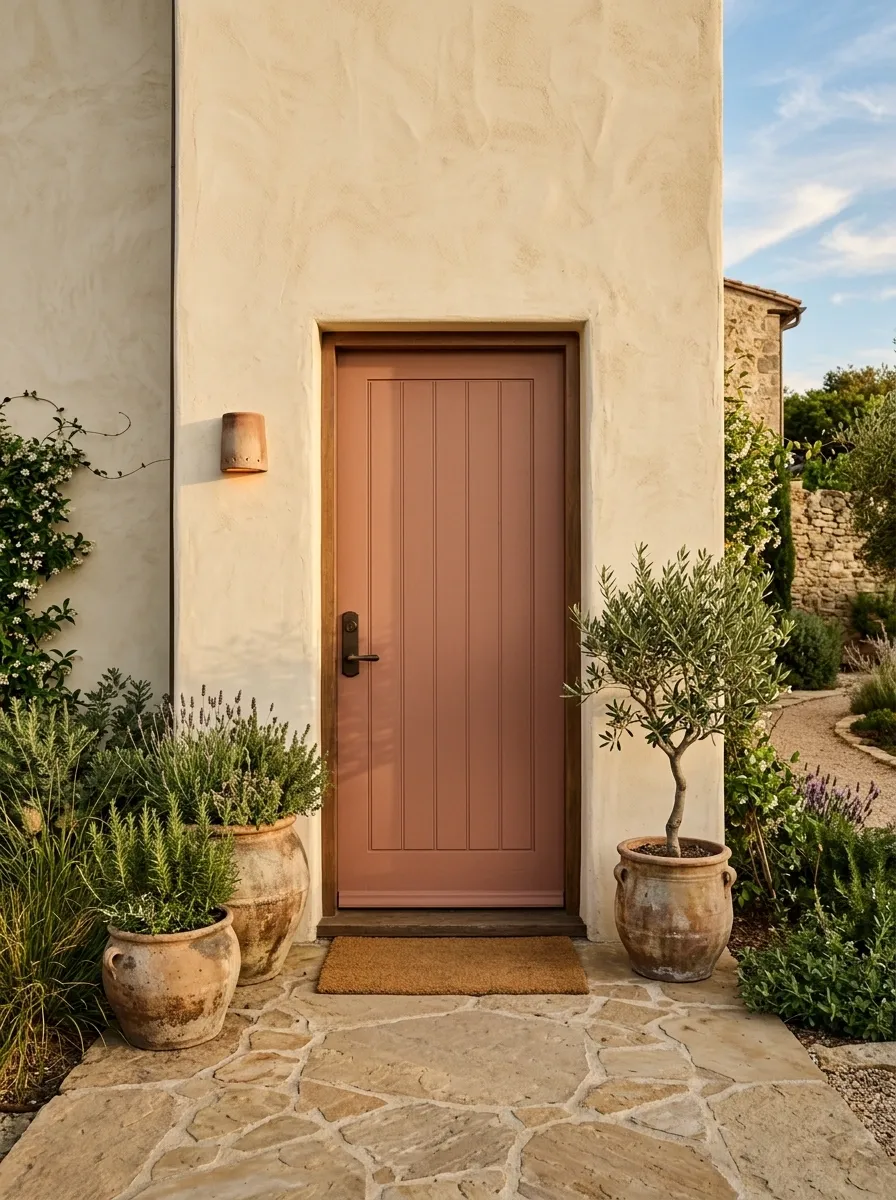 Terracotta Door With Cream Plaster