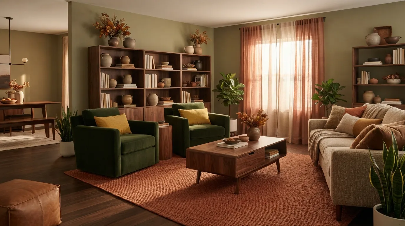 Terracotta, Forest Green, Mustard, and Walnut