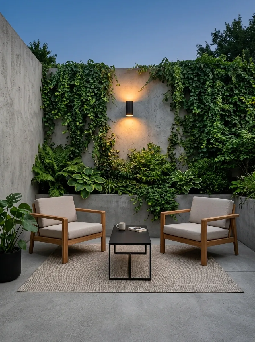 Tiny Concrete Patio With One Strong Seating Zone
