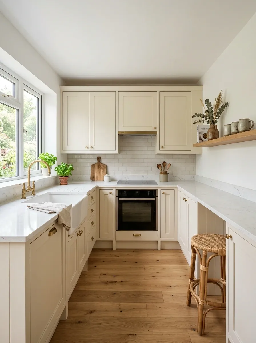 Tiny U-Shaped Kitchen With Corner Counter Storage