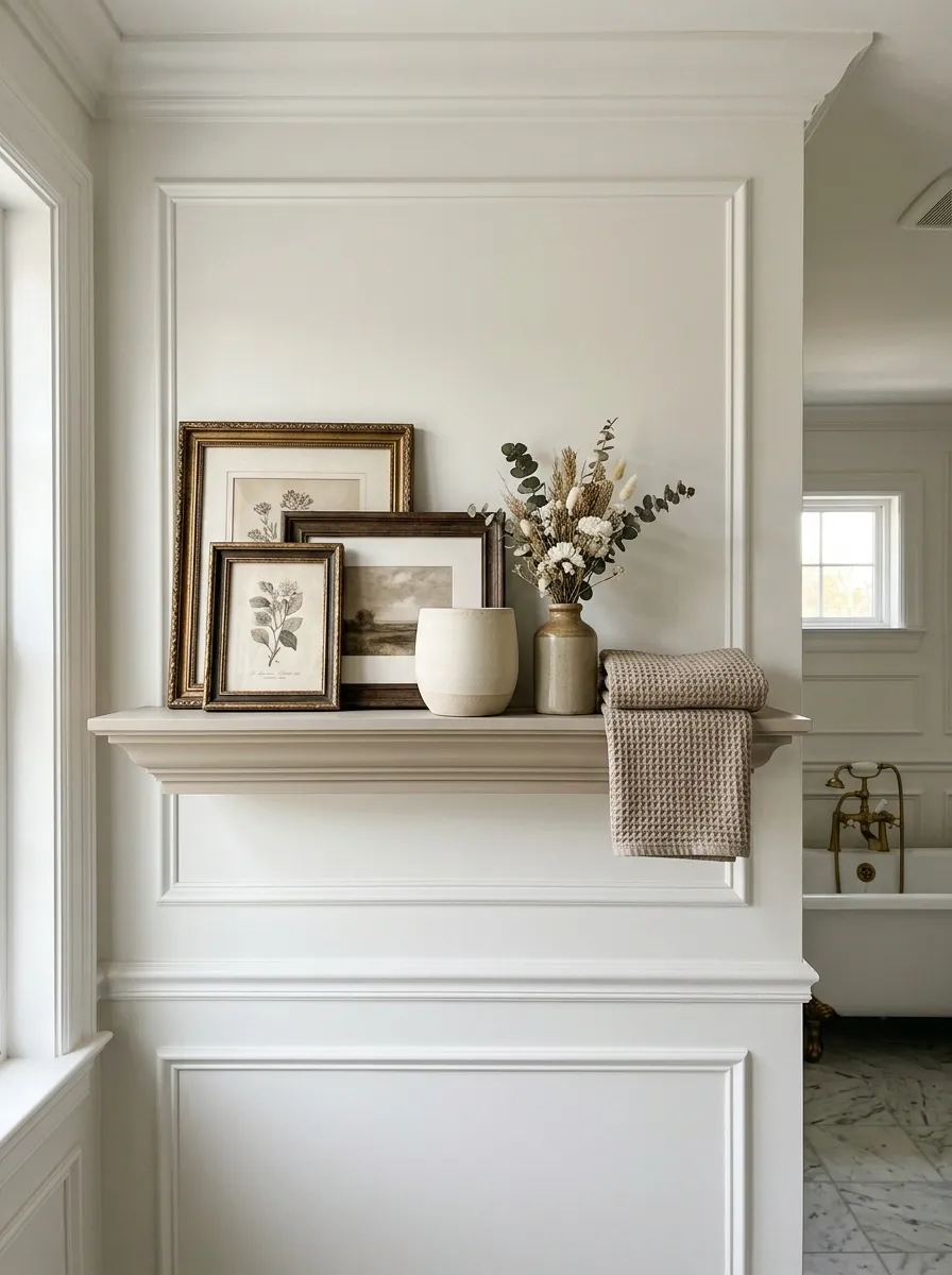 Traditional Bathroom With Layered Picture Frames and Ceramics
