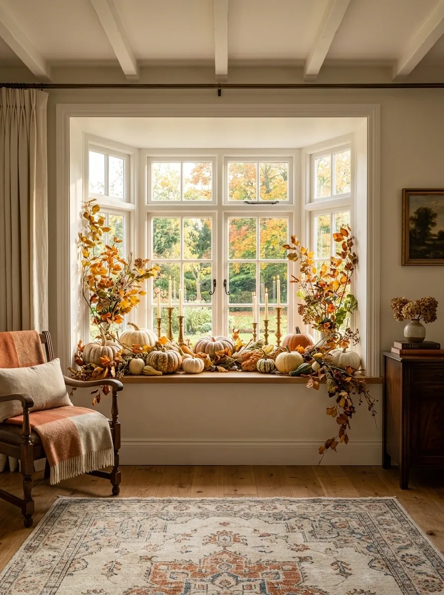 Traditional Pumpkin and Antique Brass Bay Window