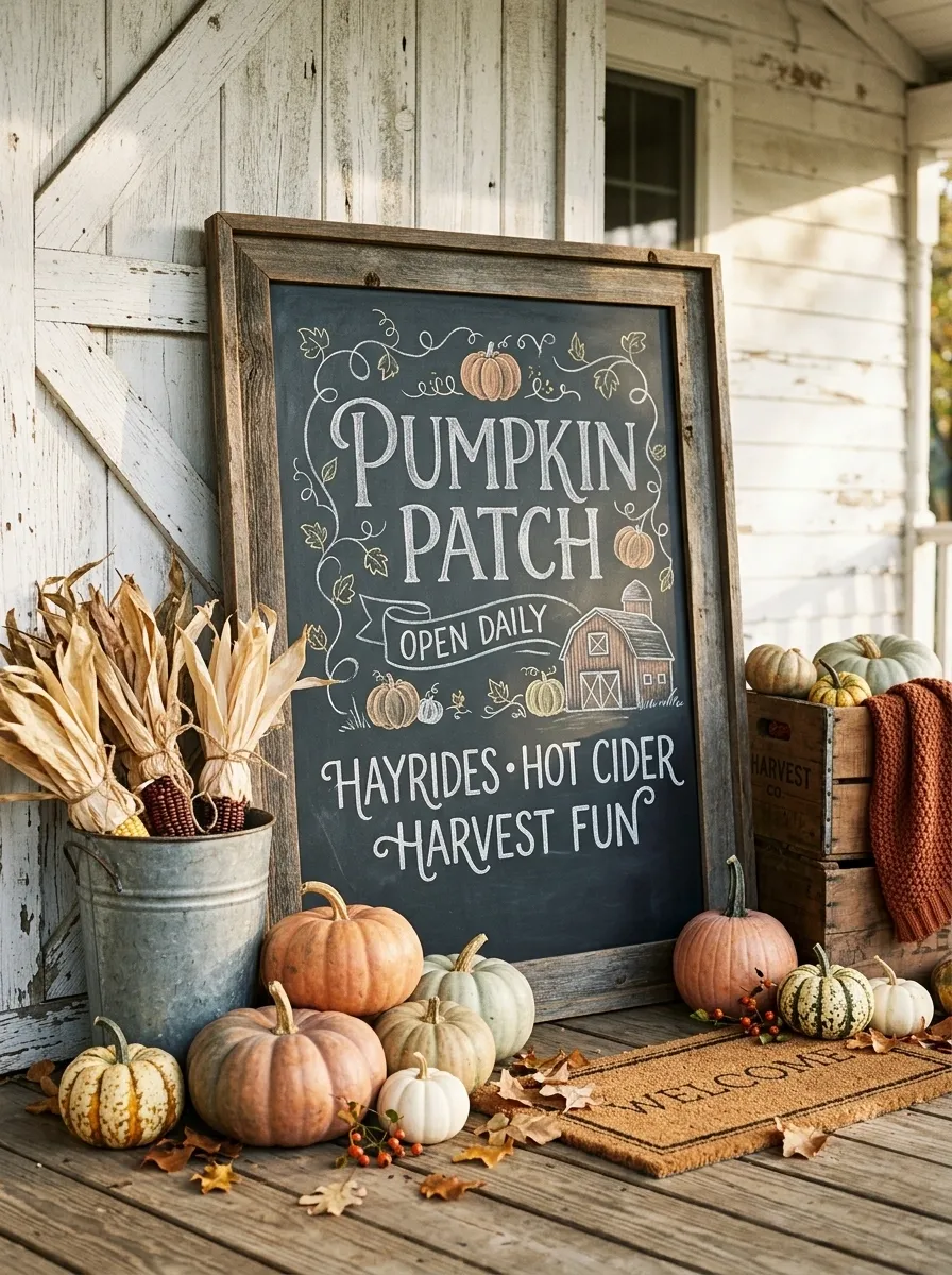 Traditional Pumpkin Patch Chalkboard Scene