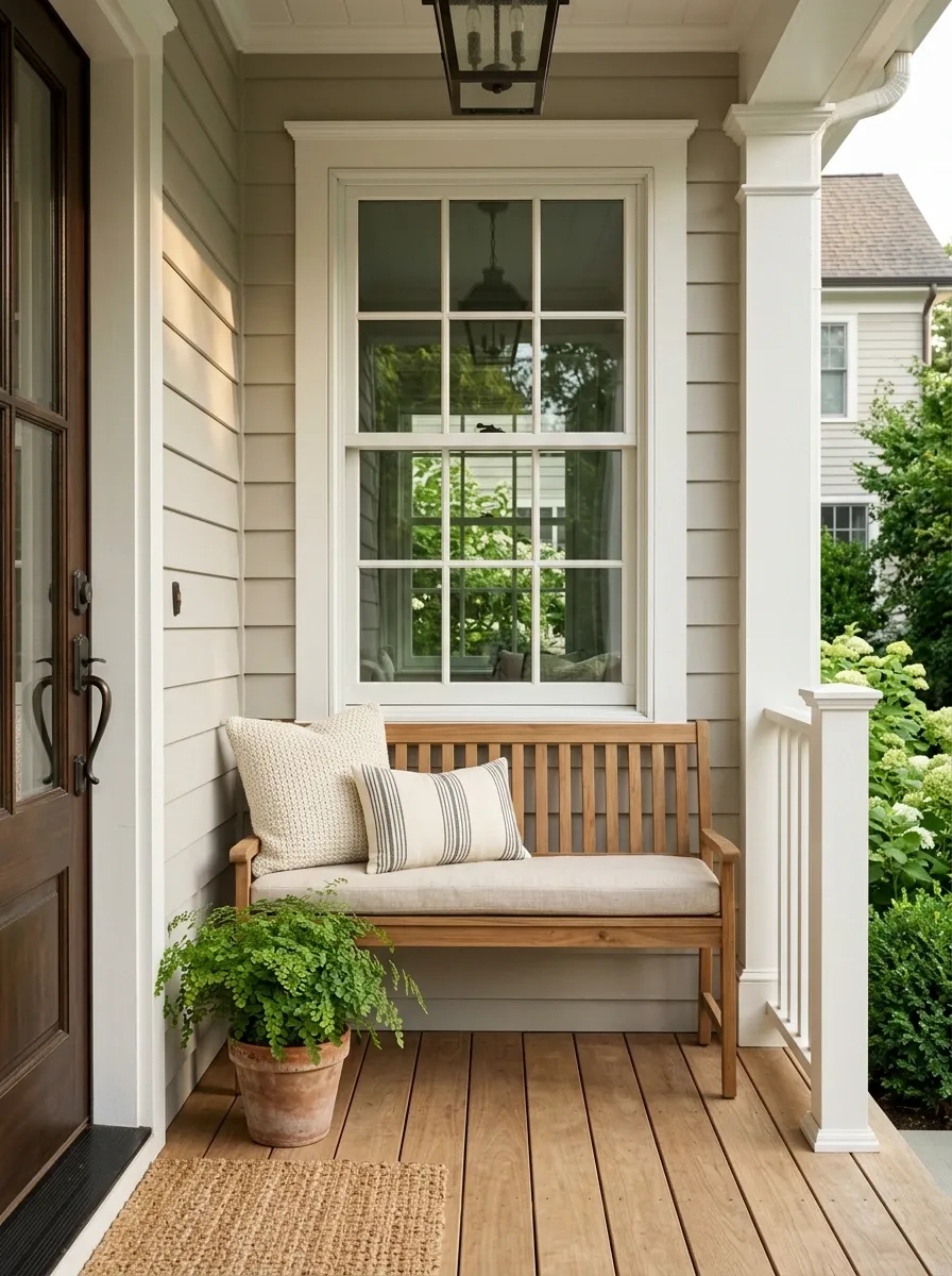 Tuck a Narrow Bench Directly Against the House