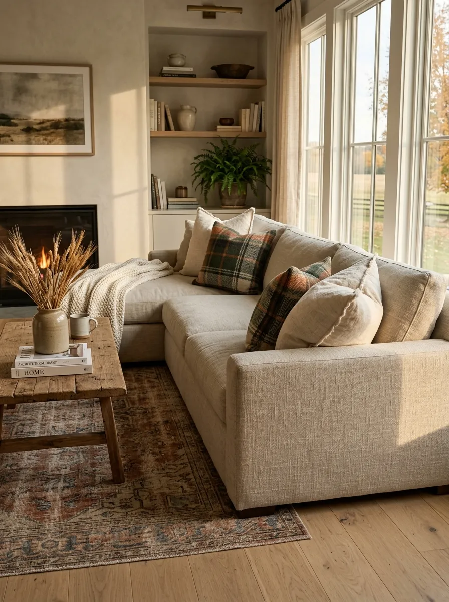 Tuck Plaid Pillows Only in Corners