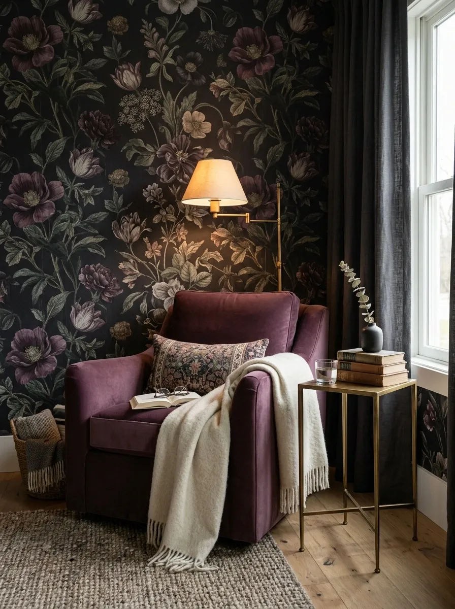 Turn a Floral Wallpapered Nook Into a Reading Corner
