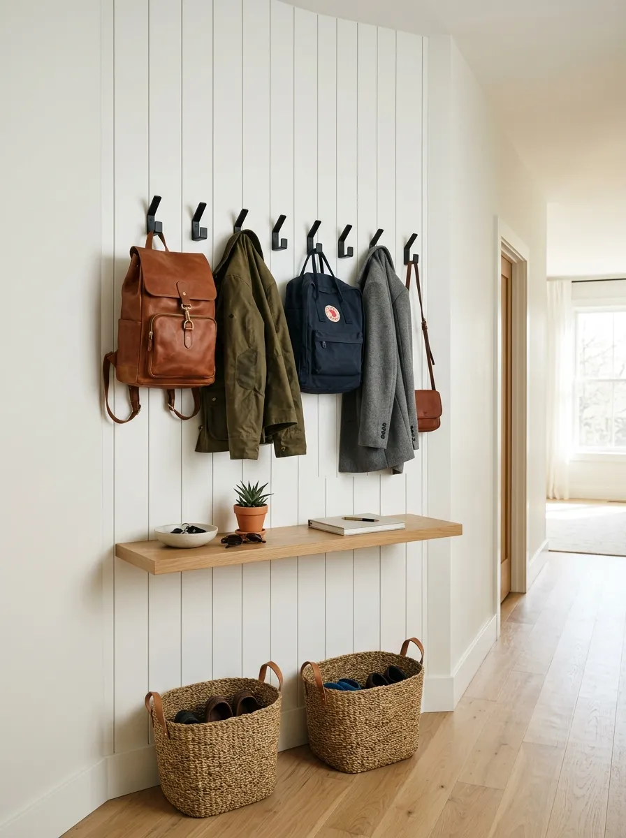 Turn a Hallway Nook Into a Family Backpack Station