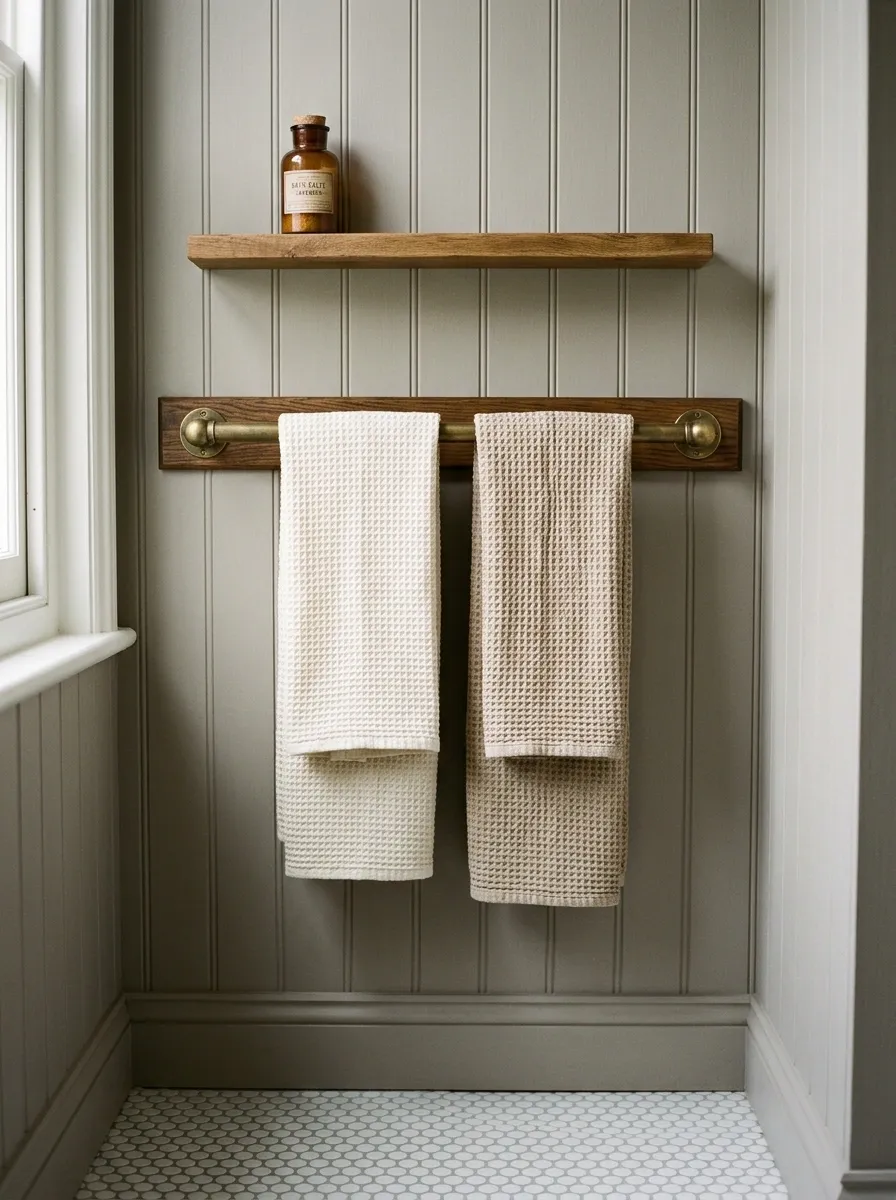 Turn a Narrow Wall Into a Vintage Towel Station