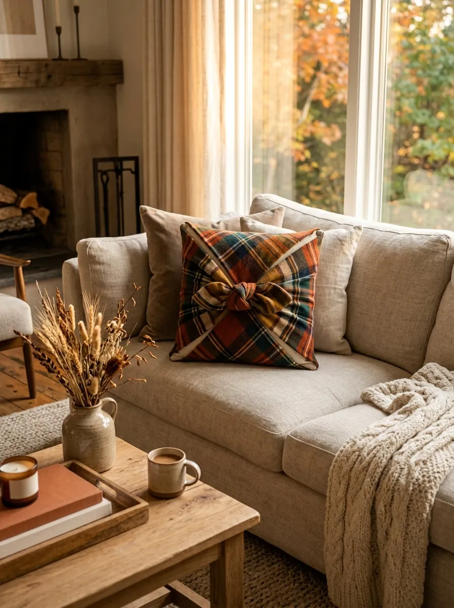 Turn a Plaid Scarf into a Custom Pillow Cover