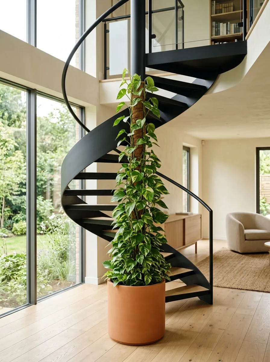 Turn A Spiral Staircase Center Pole Into A Planter Column