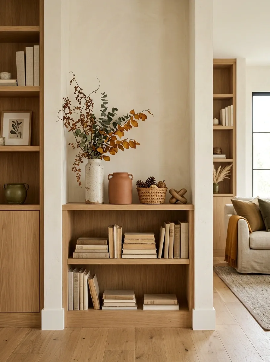 Turn Open Shelves Into Controlled Autumn Displays