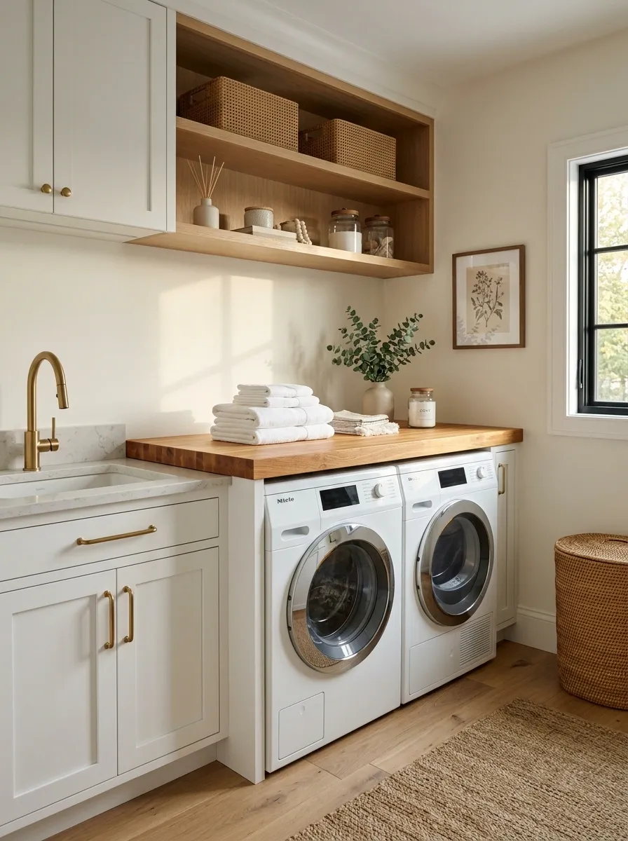 Use a Butcher Block Top for a Warmer Laundry Room