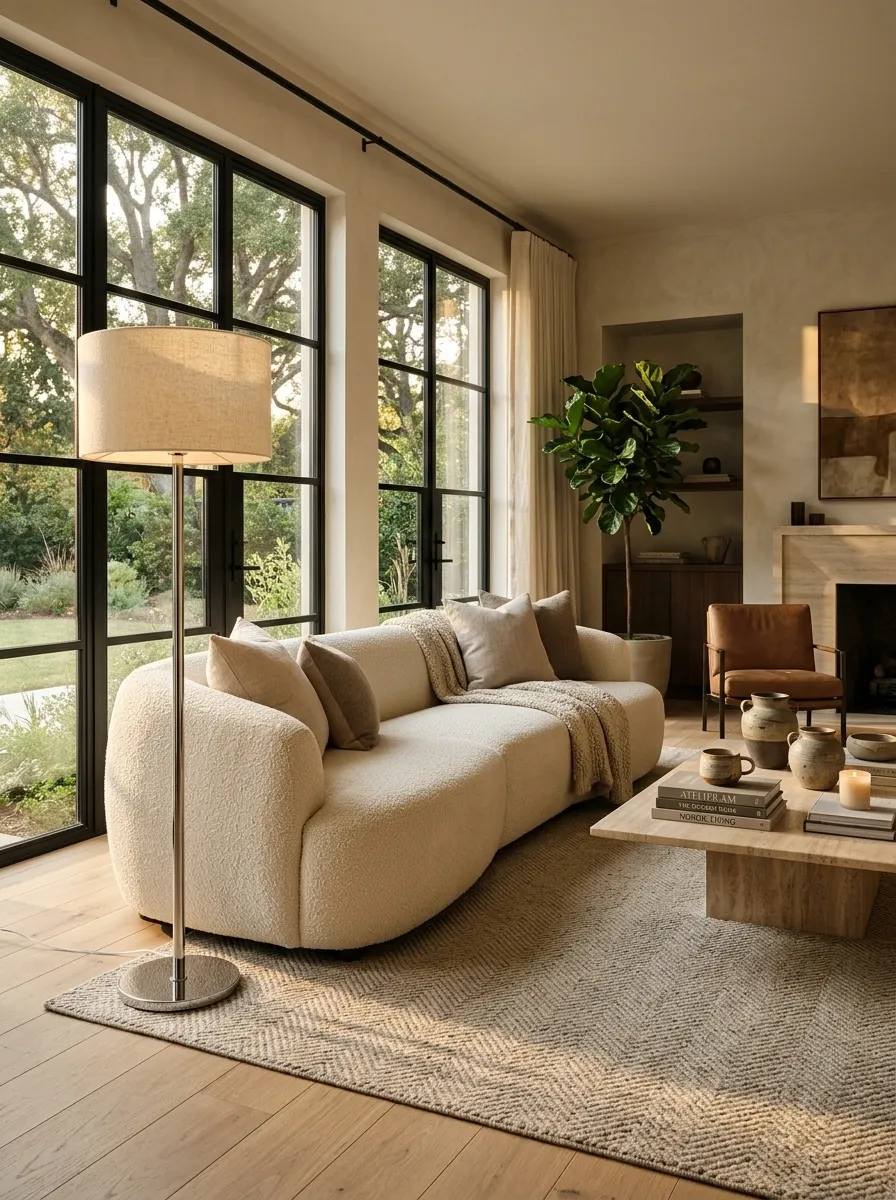 Use a Chrome Floor Lamp to Pull the Room Upward
