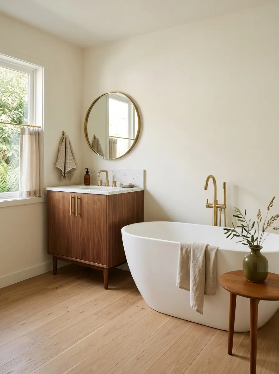 Use a Compact Tub With Clean Mid Century Lines