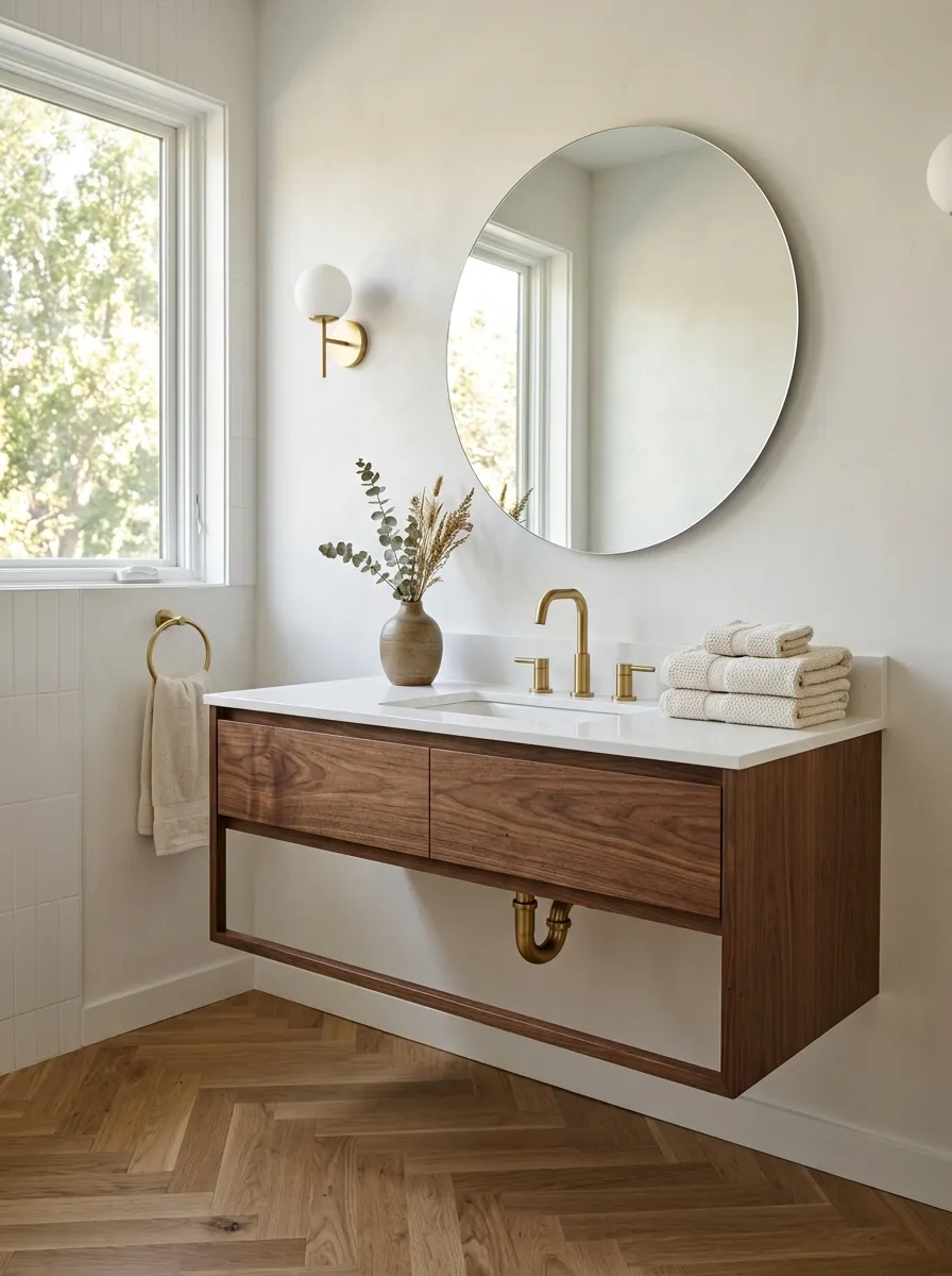 Use a Floating Vanity to Keep the Floor Visually Open