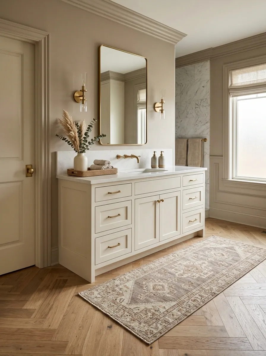 Use a Rug That Defines the Vanity Zone