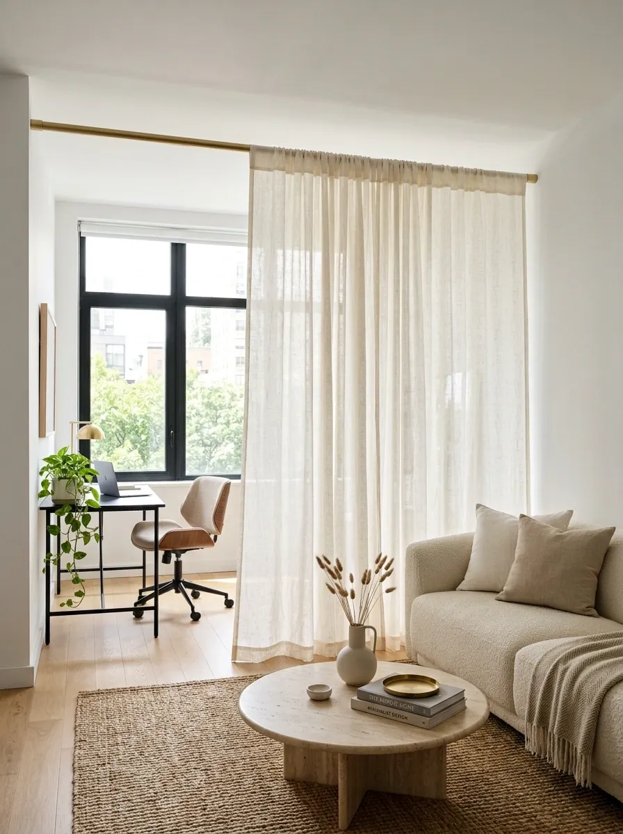 Use a Tension Rod for Room Dividing