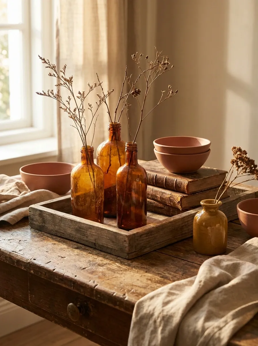 Use Amber Glass Bottles Instead of Plastic Fall Vases
