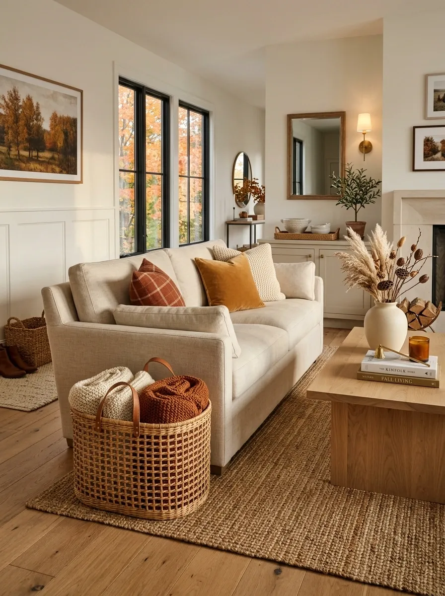 Use Baskets to Bring in Warm Texture Without Adding Clutter