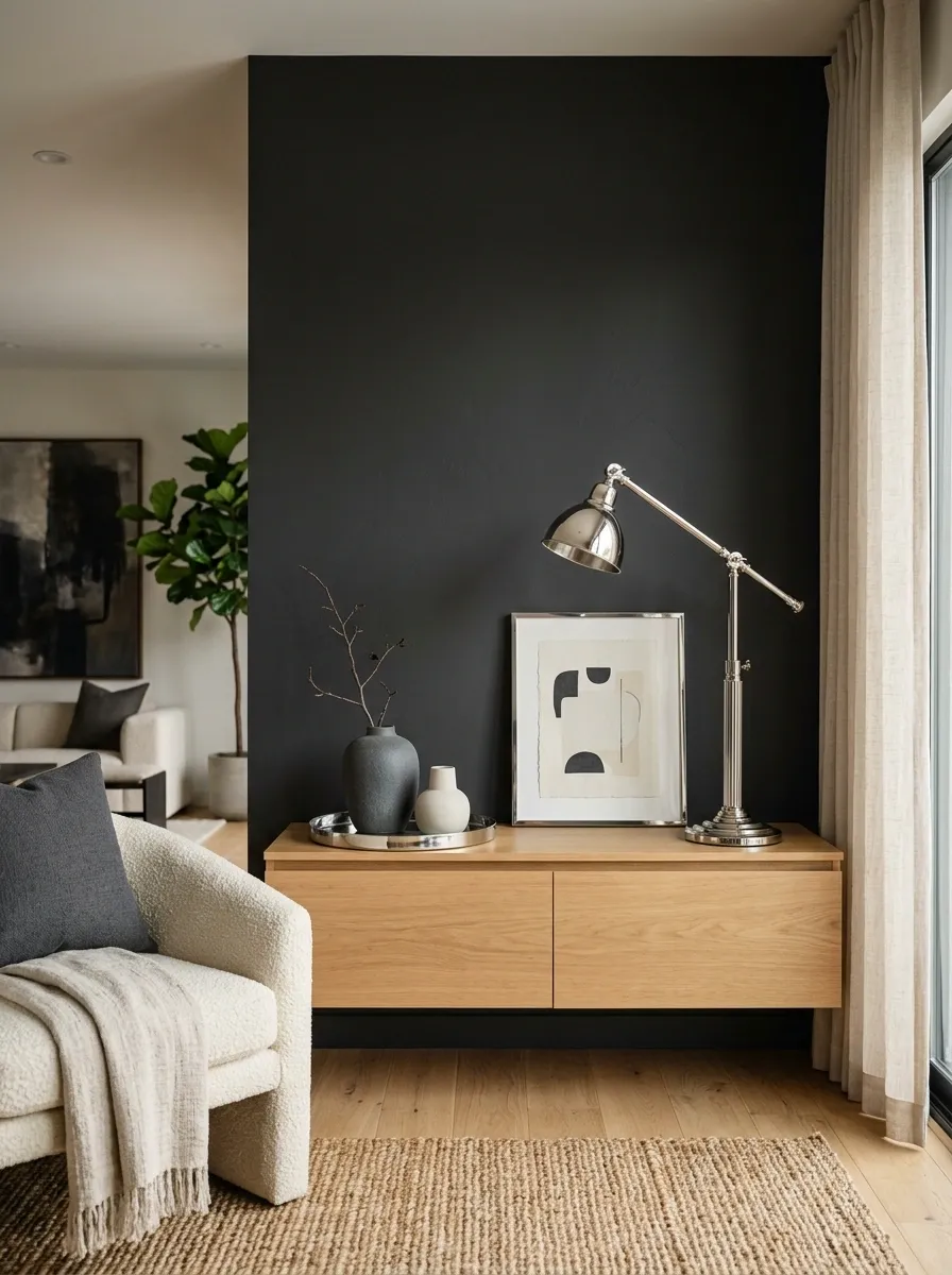 Use Chrome Accessories Against Dark Walls for Contrast