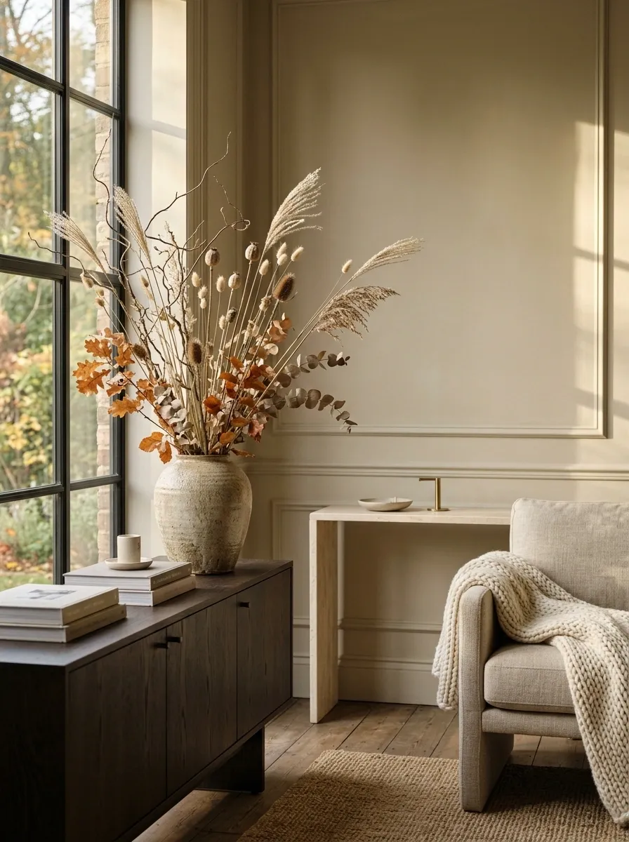 Use Dried Stems to Add Height Without Filling Every Surface