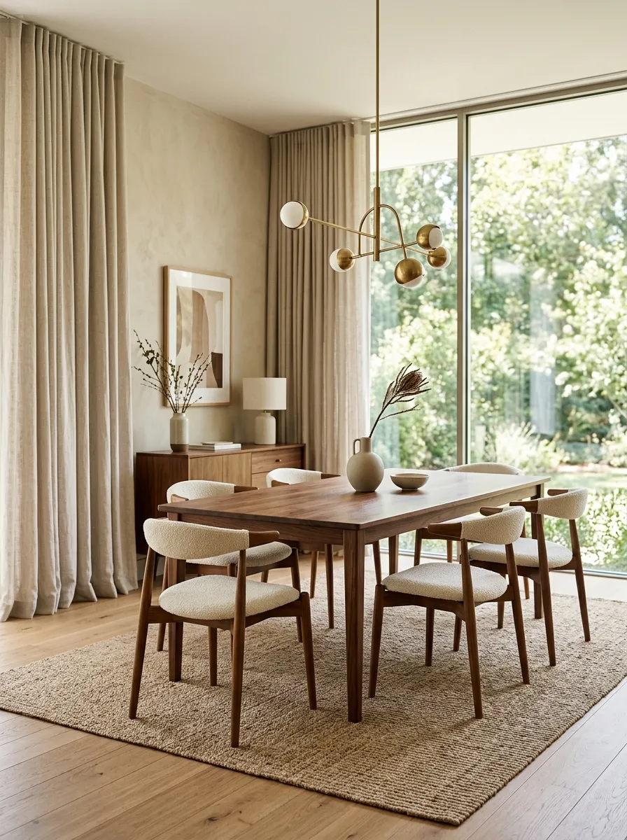Use Floor-Length Curtains to Soften a Hard Mid Century Interior