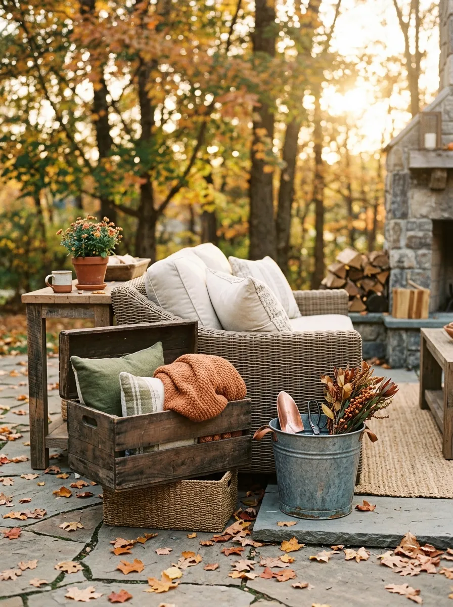Use Galvanized Buckets and Wood Crates as Practical Seasonal Storage