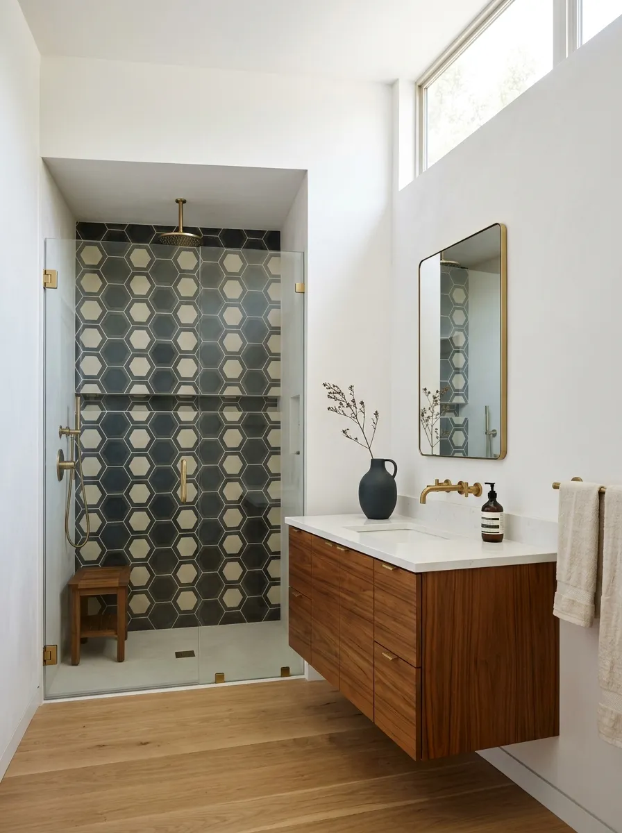 Use Geometric Tile as a Small Accent, Not the Whole Room