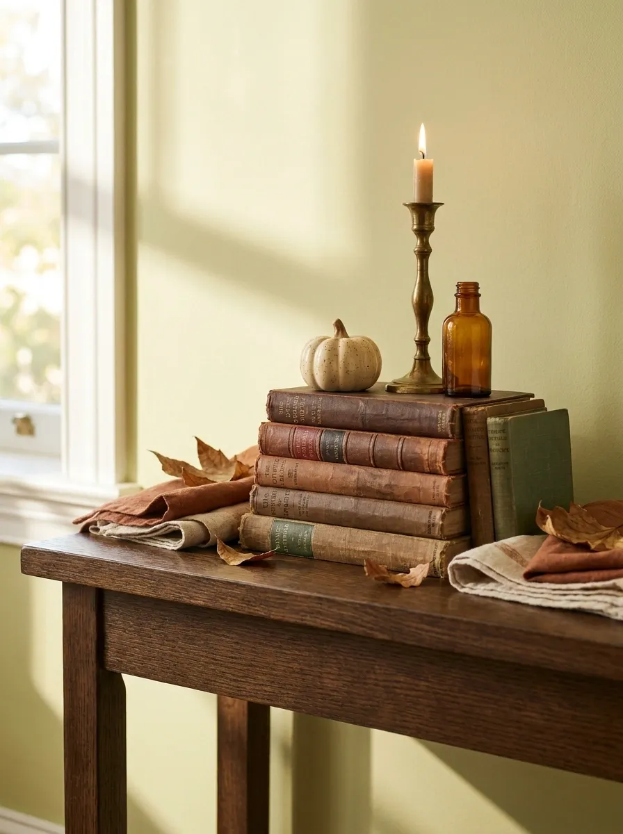 Use Old Books as Risers for Smaller Fall Decor