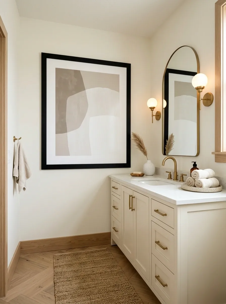 Use Oversized Art to Give a Tiny Bathroom More Presence
