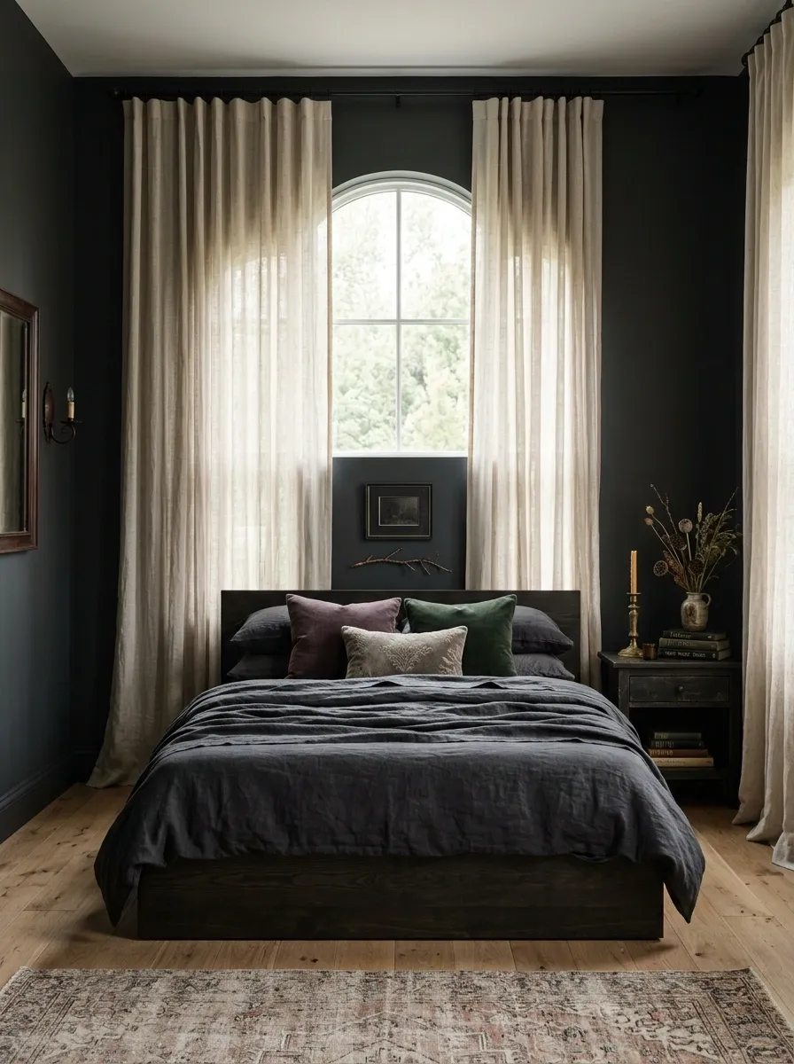 Use Sheer Curtains Against Dark Walls