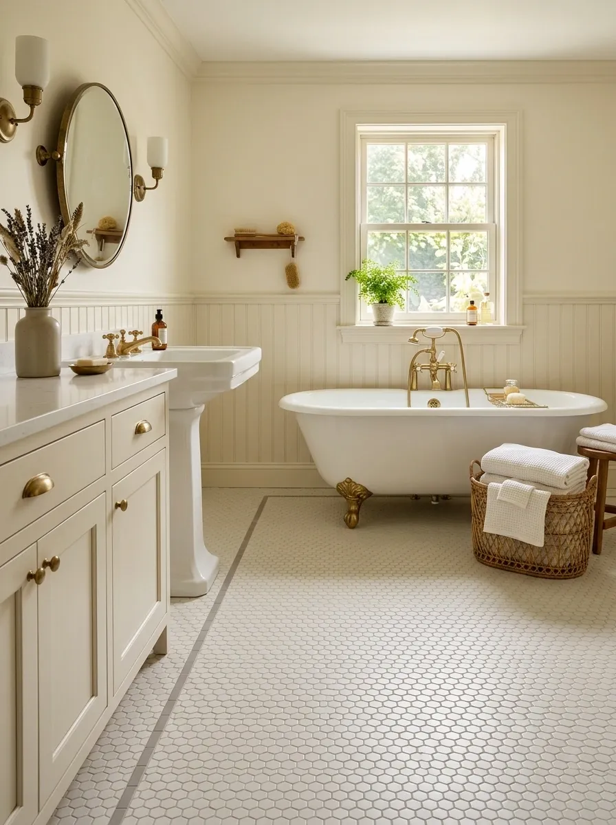 Use Small Hex Tile for a Classic Floor Pattern