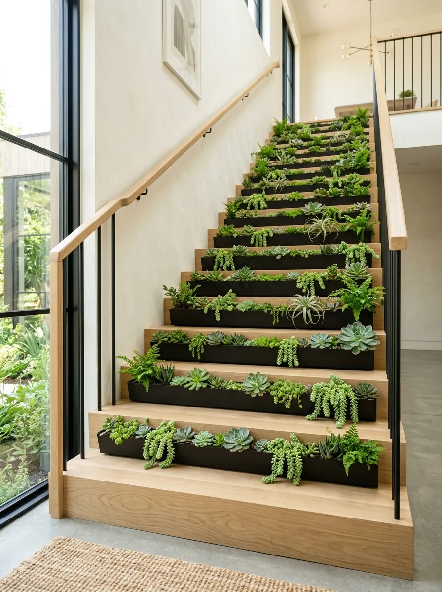Use Stair Riser Planters Instead Of Decorative Tile