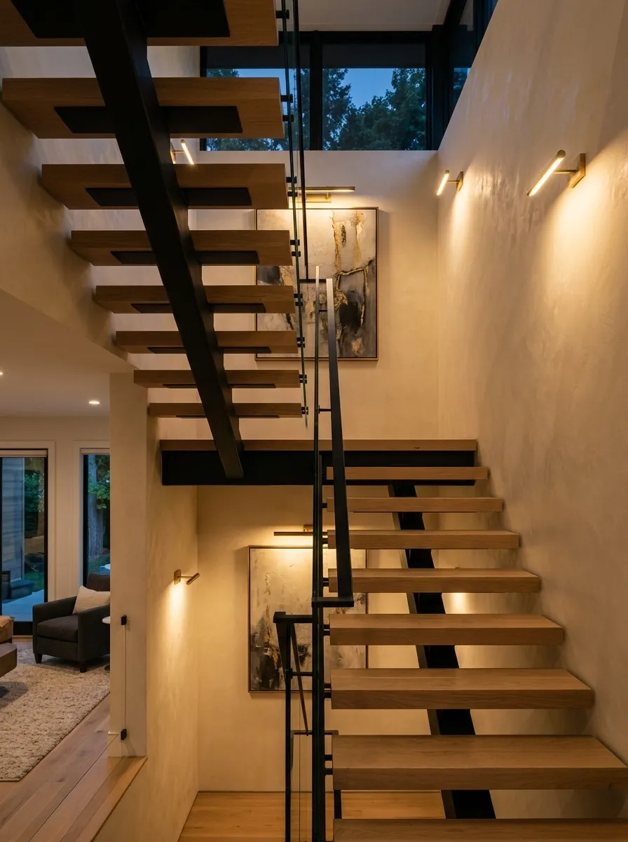 Use Wall Lighting to Highlight the Stairway After Dark