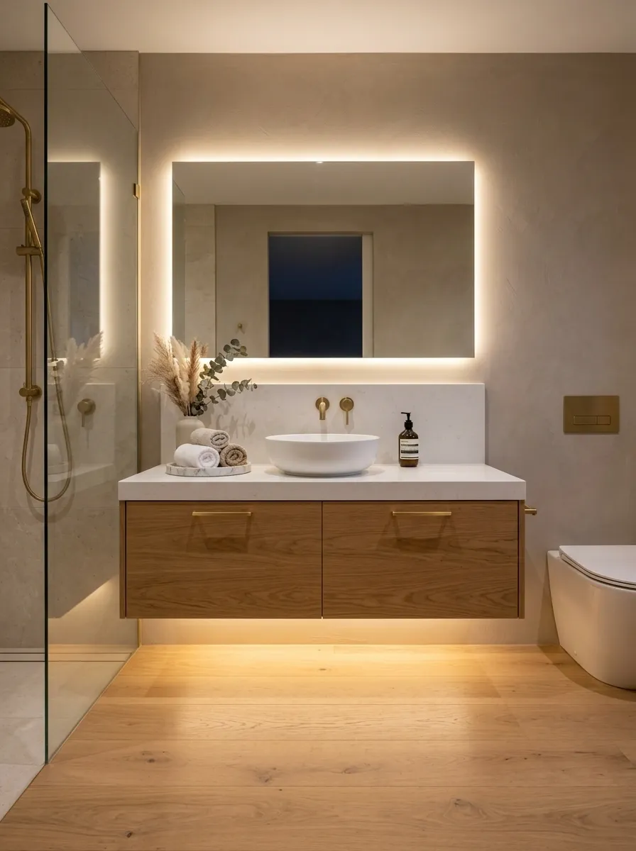 Use Warm Under-Vanity Lighting After Dark