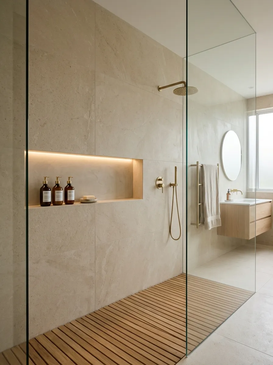 Walk-In Showers Get Cleaner With Hidden Storage