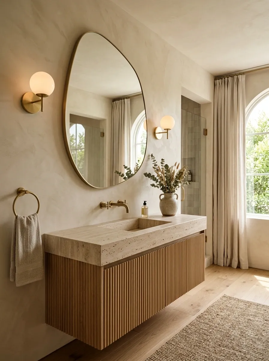 Warm Beige Bathroom With Layered Textures
