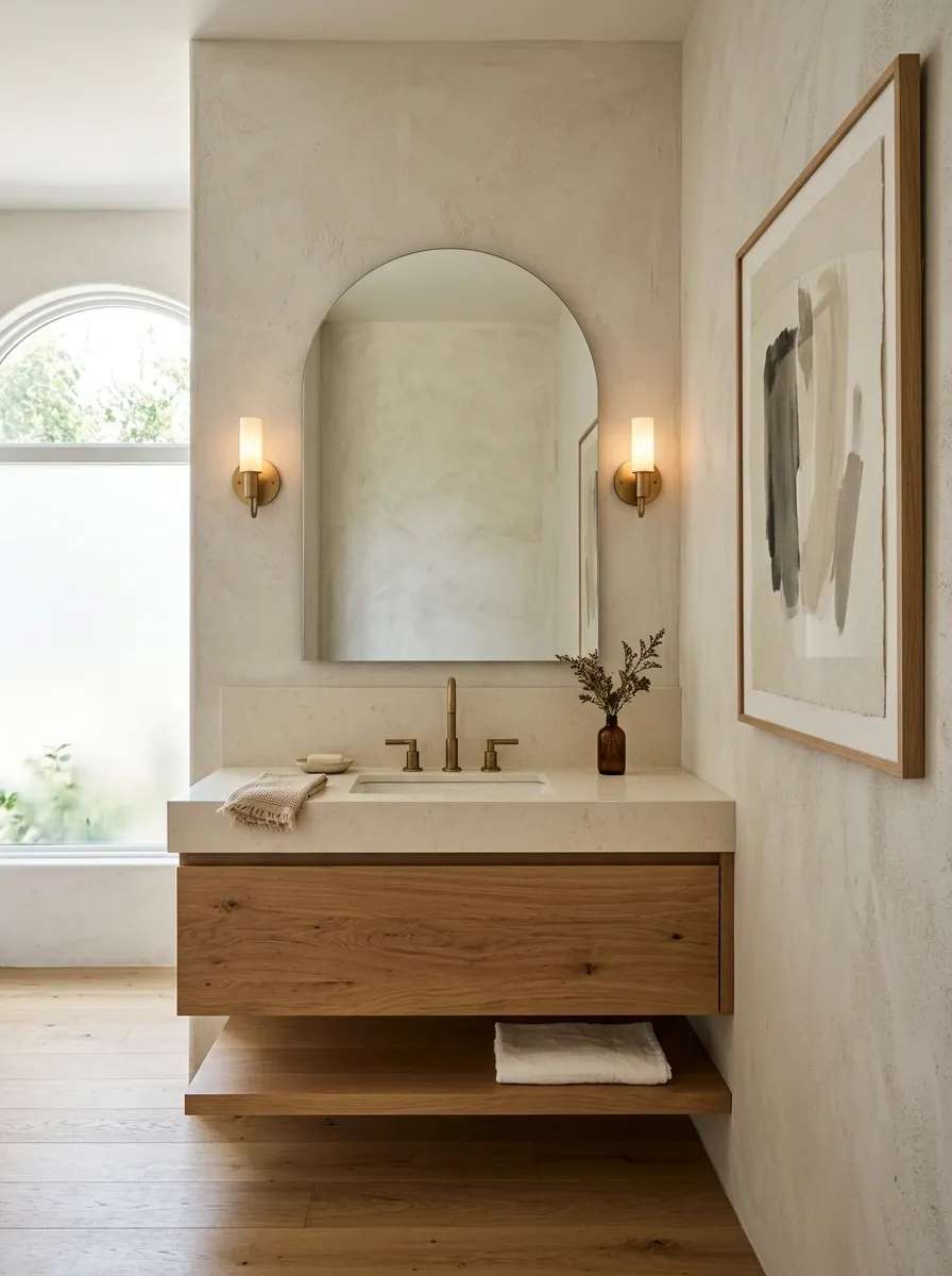 Warm Oak, Plaster, and Oversized Art