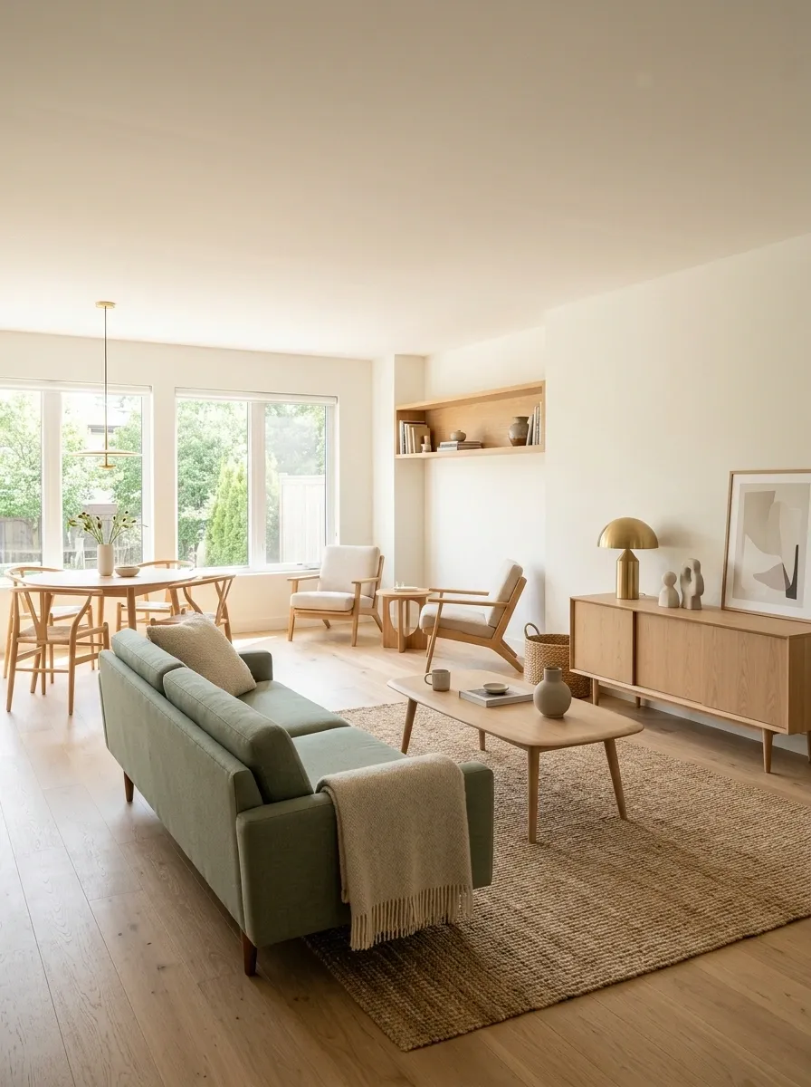Warm Scandinavian-Mid-Century Small Home With Pale Oak