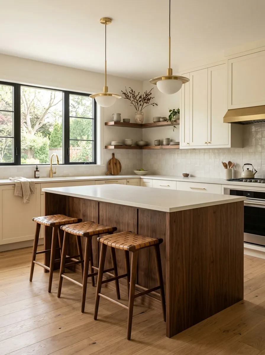 Warm Up a White Kitchen With Natural Wood