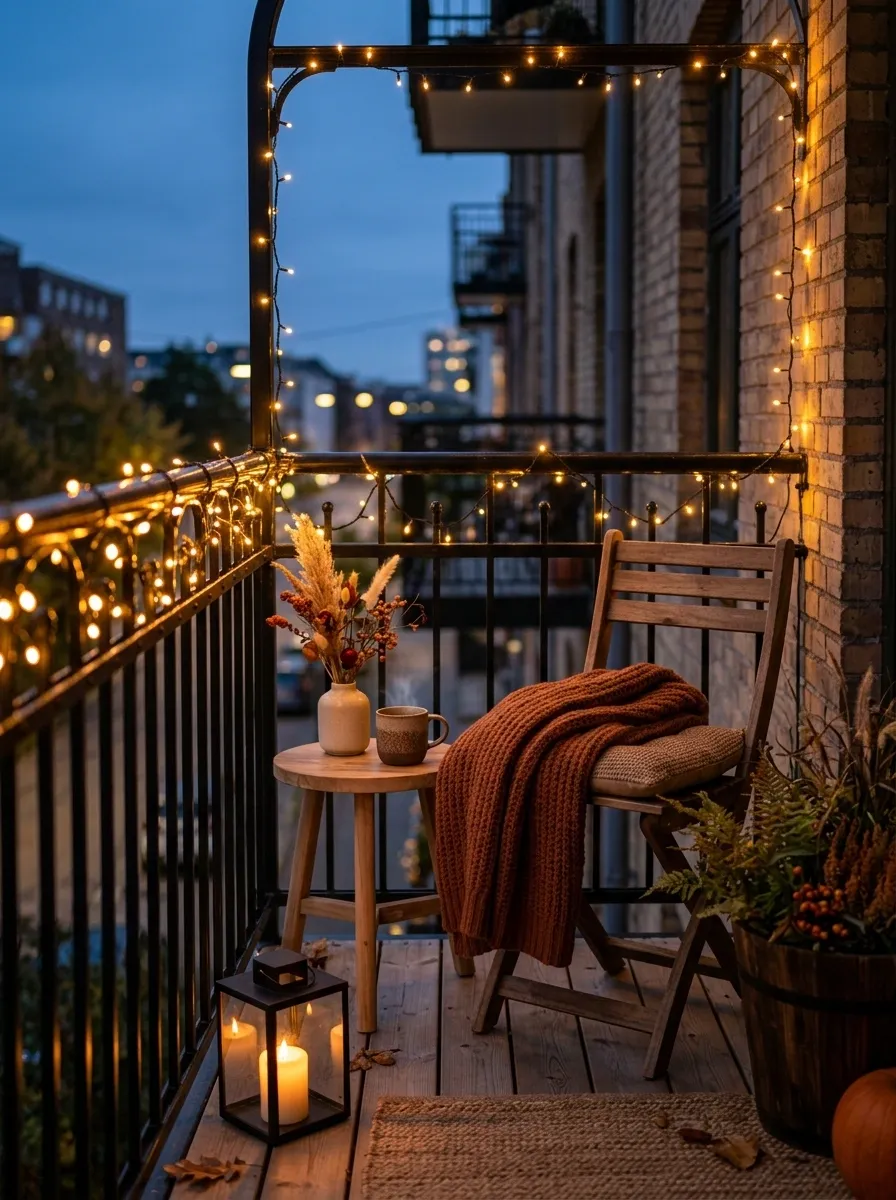 Warm Up the Balcony With Amber String Lights