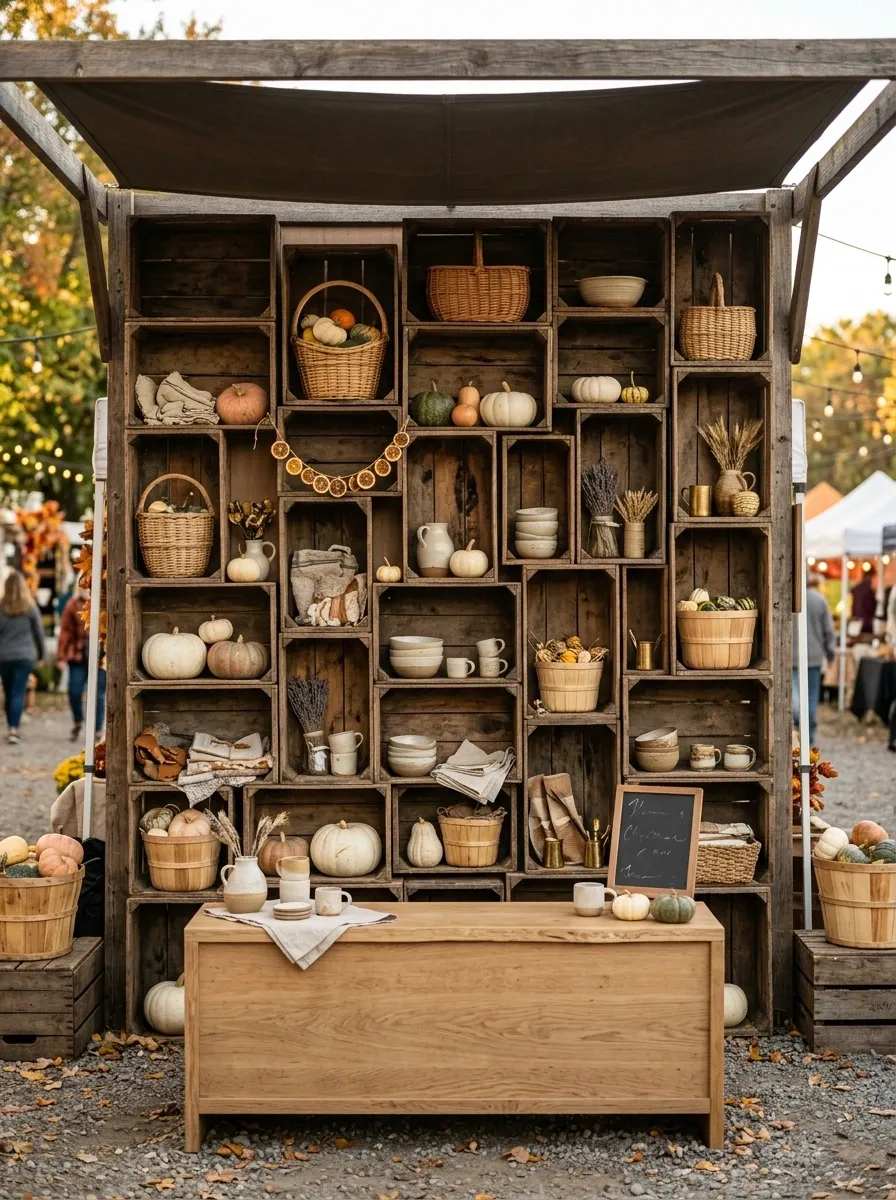 Wooden Orchard Crate Wall