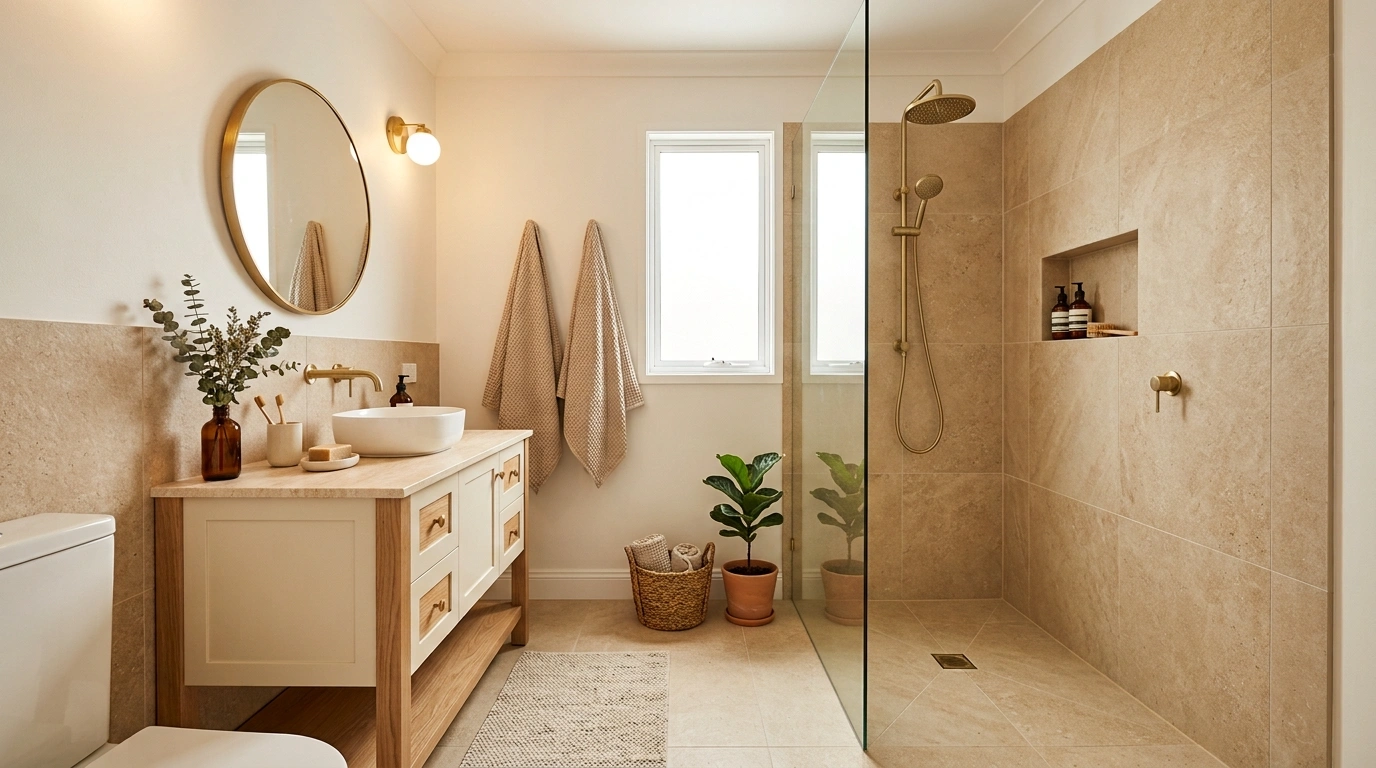Beige Bathroom Ideas That Feel Warm, Layered, and Finished